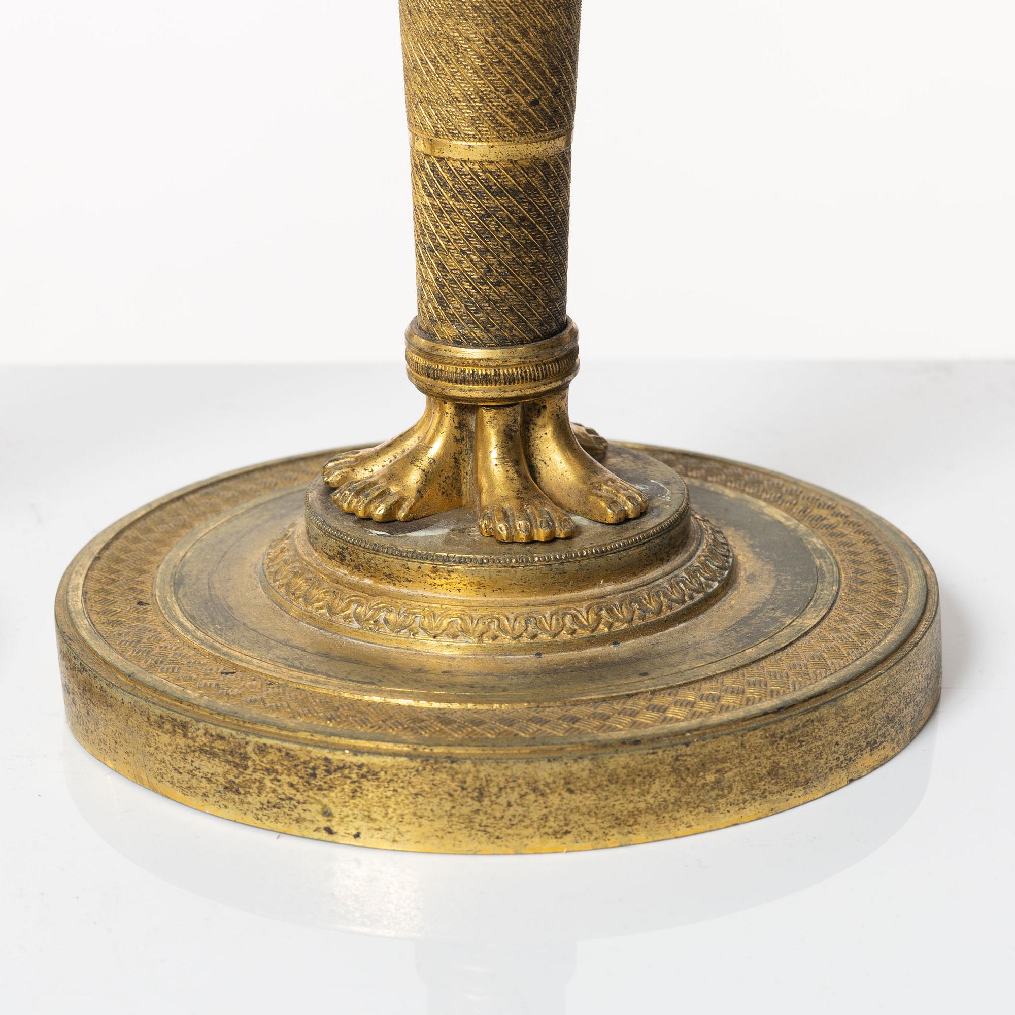 A matched pair of candlesticks, Empire, France, first half of the 20th century.