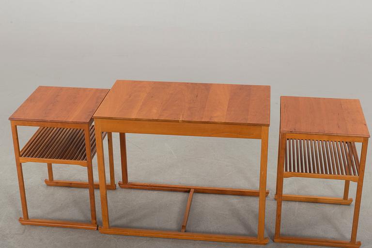 A NEST OF 3 TABLES "SLÄDEN" BY CARL MALMSTEN, Sweden.
