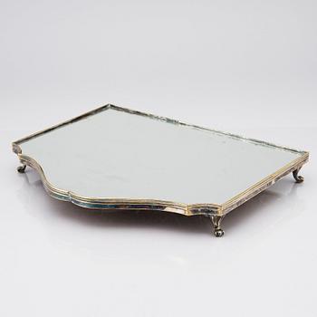 A argent hachè mirrored dinner table plateau, 18th century.