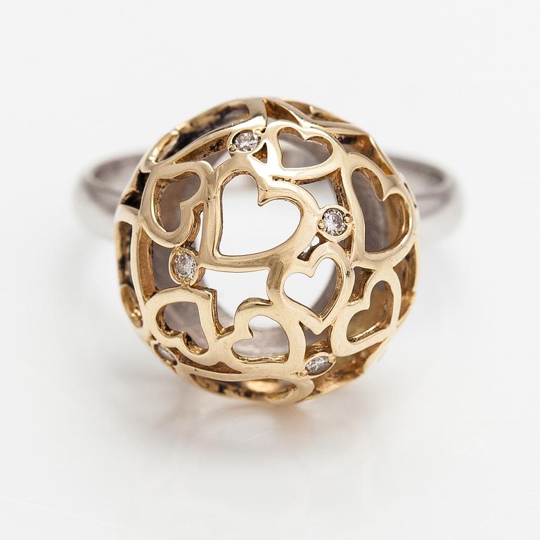 Ring, 14K guld, diamanter ca 0.012 ct tot. Moskva.