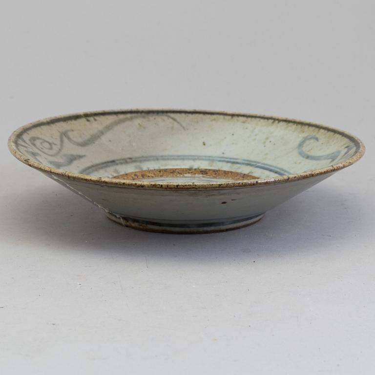 A blue and white Ming dynasty dish.