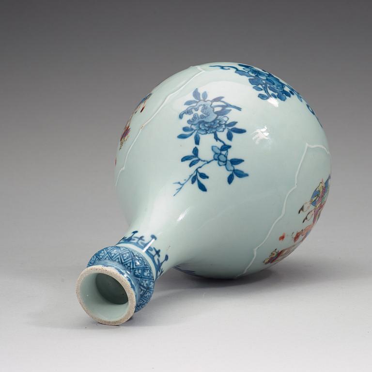 A blue and white and famille rose vase, Qing dynasty Qianlong (1736-95).