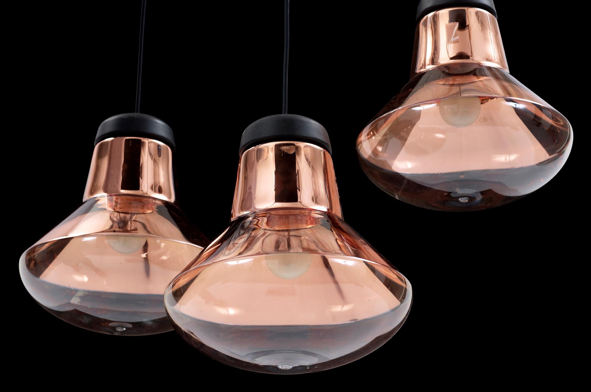 TAKLAMPOR, 3 st, "Blow Light Copper", Tom Dixon, formgiven 2007.