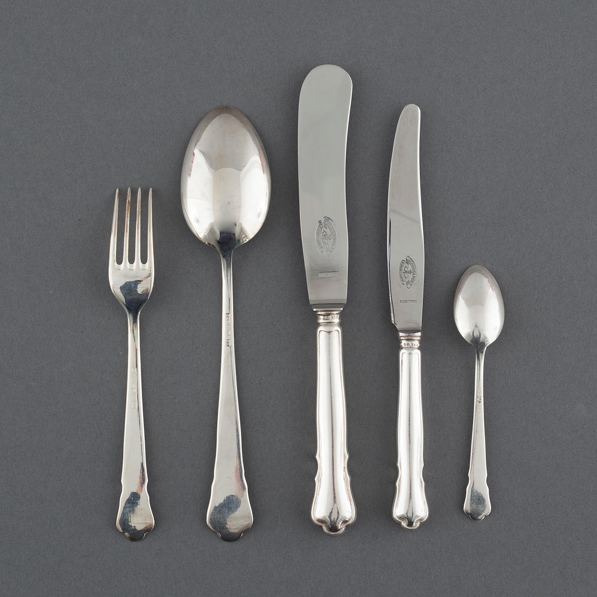 52 pieces of silver tableware from GAB in Eskilstuna, model "Chippendale", late 20th century.