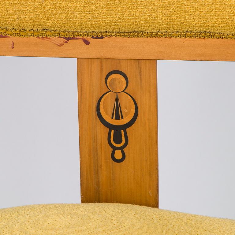 Fåtöljer, ett par och stolar, 4 st, tidigt 1900-tal.