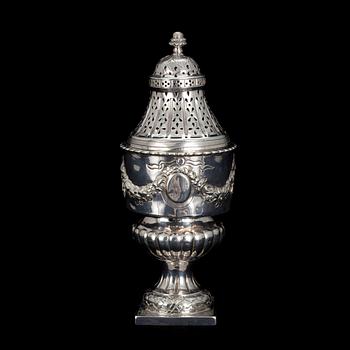 SOCKERRUSKA, silver, Mellaneuropa, 1700/1800-tal. Vikt ca 263 g.