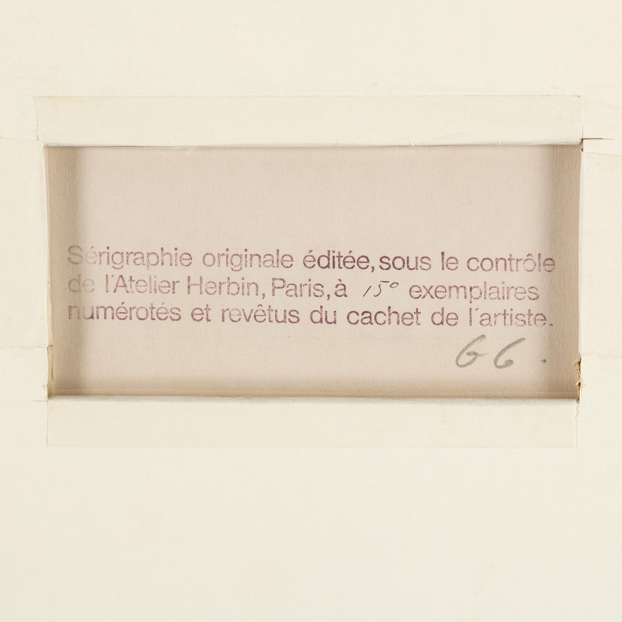 AUGUSTE HERBIN, silkprint in colours, signed and numbered 85/150.