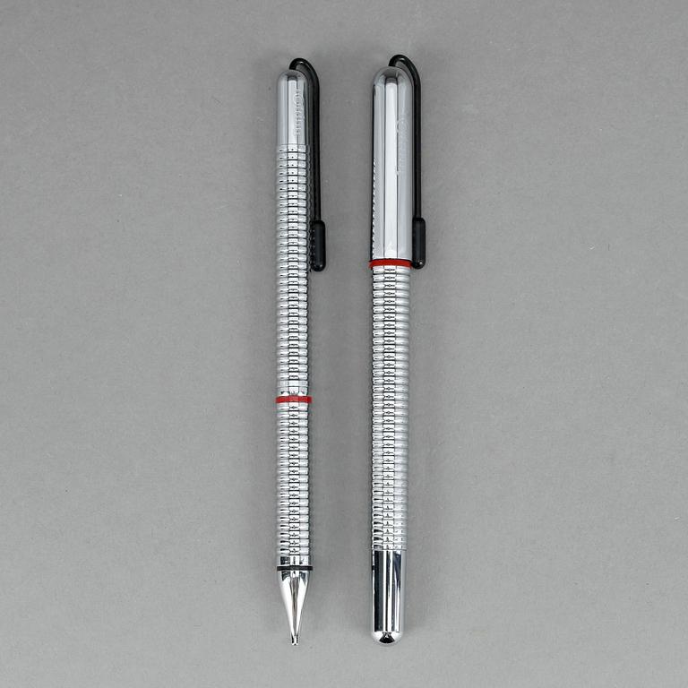 PENNOR, 2 st, "Rotring", förkromad metall.
