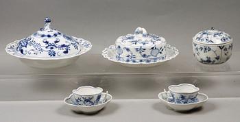 PARTI PORSLIN, 5 delar, mest Meissen, 1800/1900-tal.