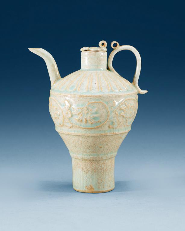 A pale green glazed ewer with cover, Song dynasty (960-1279).