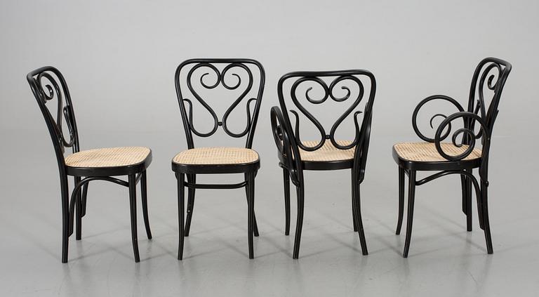 A SET OF 2+2 CHAIRS, first half of 20th century.