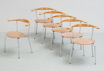 HANS J WEGNER, stolar, 6 st, Johannes Hansen, Danmark 1950-tal, modell 701.