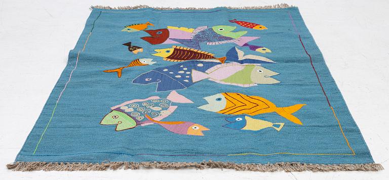 A hand-embroidered kilim rug, c. 178 x 121 cm.