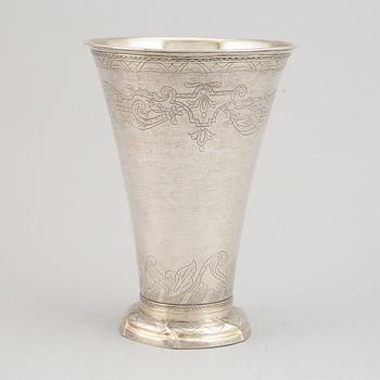 A Swedish 18th century parcel-gilt silver beaker, mark of Carl Fahlberg, Uppsala 1769.