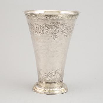 A Swedish 18th century parcel-gilt silver beaker, mark of Carl Fahlberg, Uppsala 1769.