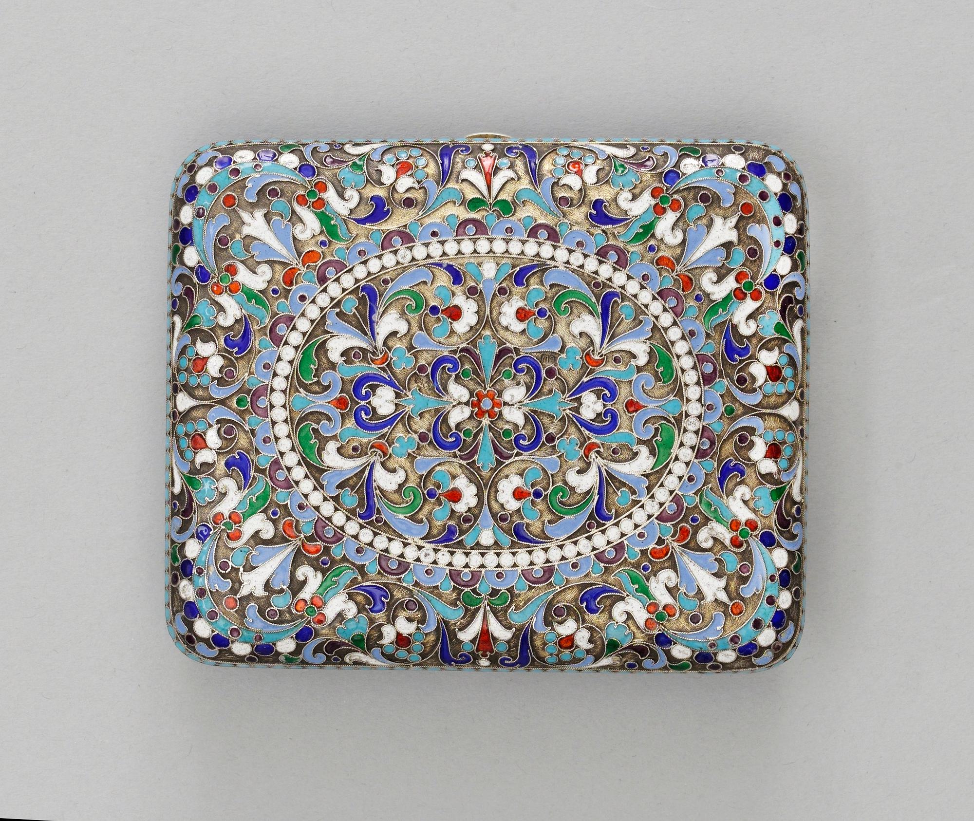 A RUSSIAN SILVER-GILT CIGARETTE-CASE, makers mark of Sergei Shaposhnikov, Moscow 1899-1908.
