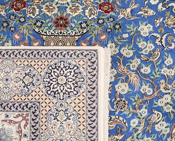 A Figural Nain-Isfahan carpet, part silk, 318 x 213 cm.