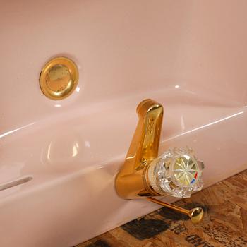 A pair of 1970/80s bathroom sink units in porcelain.