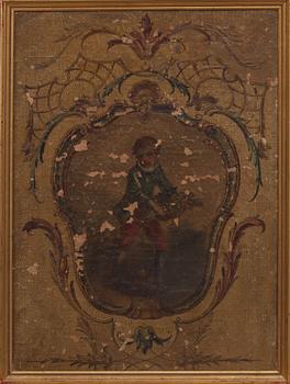 VÄGGFÄLT, ett par, olja på pannå, 1800-tal.
