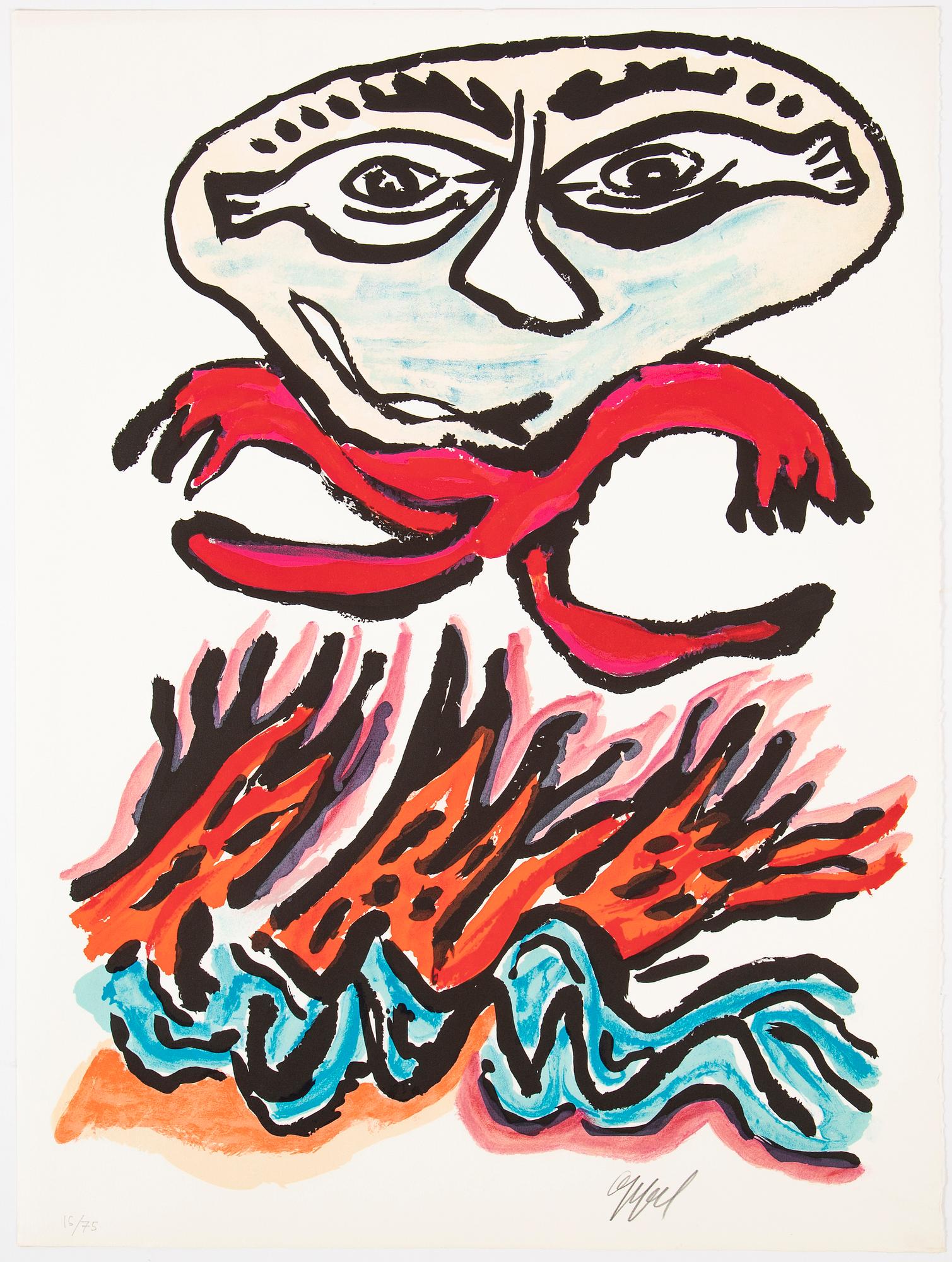 Karel Appel, portfolio with 5 lithographs in colour, "Tantrika 1", 1983, signed 16/75.