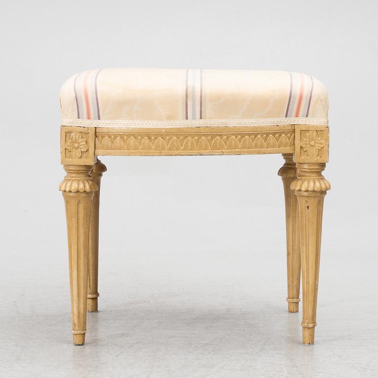 A Gustavian stool by Johan Lindgren (active in Stockholm, Sweden, 1770-1800).