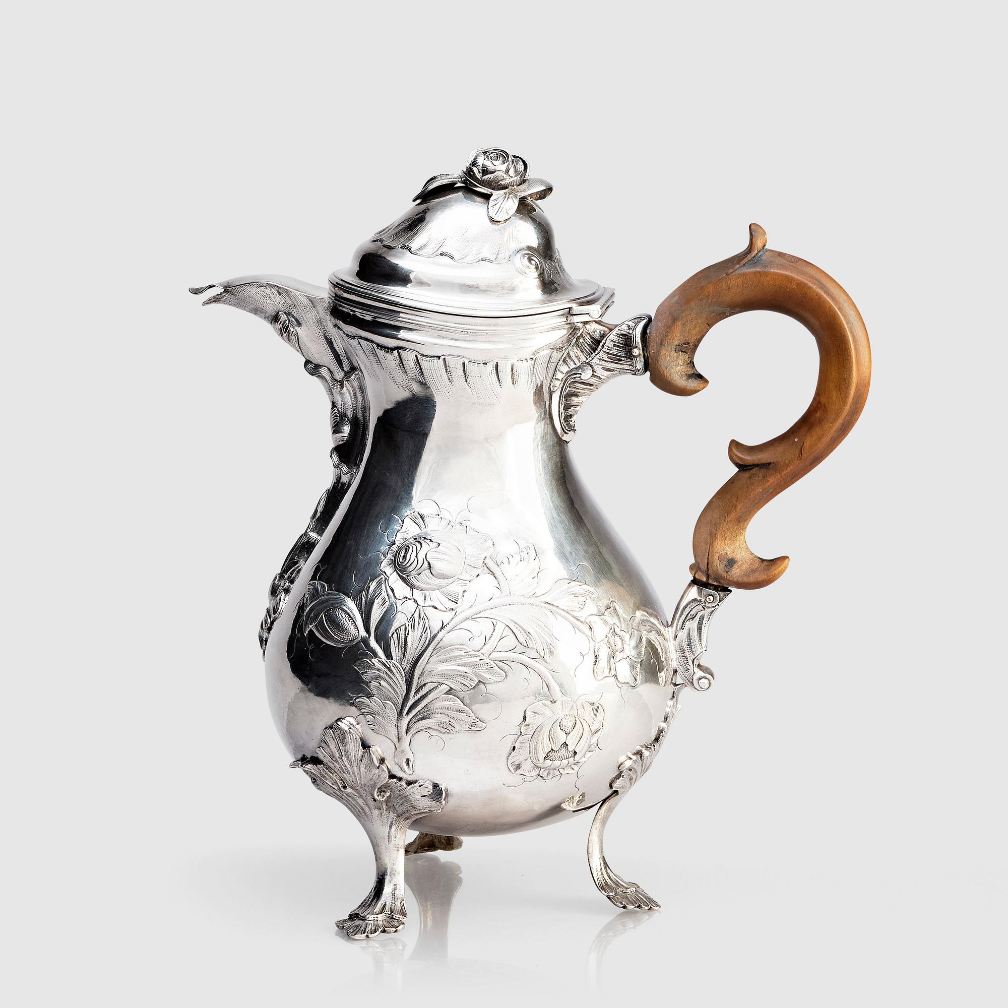 A Swedish Rococo silver coffee-pot, mark of Zacharias Ekfelt, Arboga 1771.