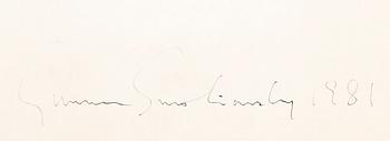 A gelatin silver photograph by GUNNAR SMOLIANSKY, signed and dated 1981 on verso.