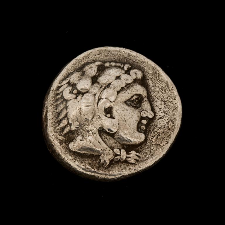 ANTIKT MYNT, silver. Alexander den Store. Ca 16.7g.