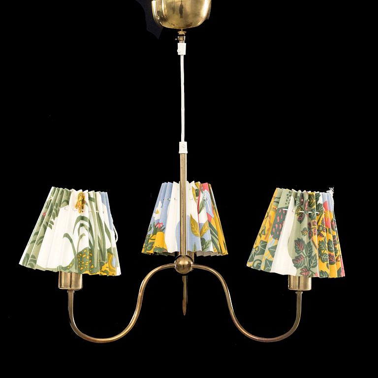 JOSEF FRANK, a set of one brass pendant and one walllamp.