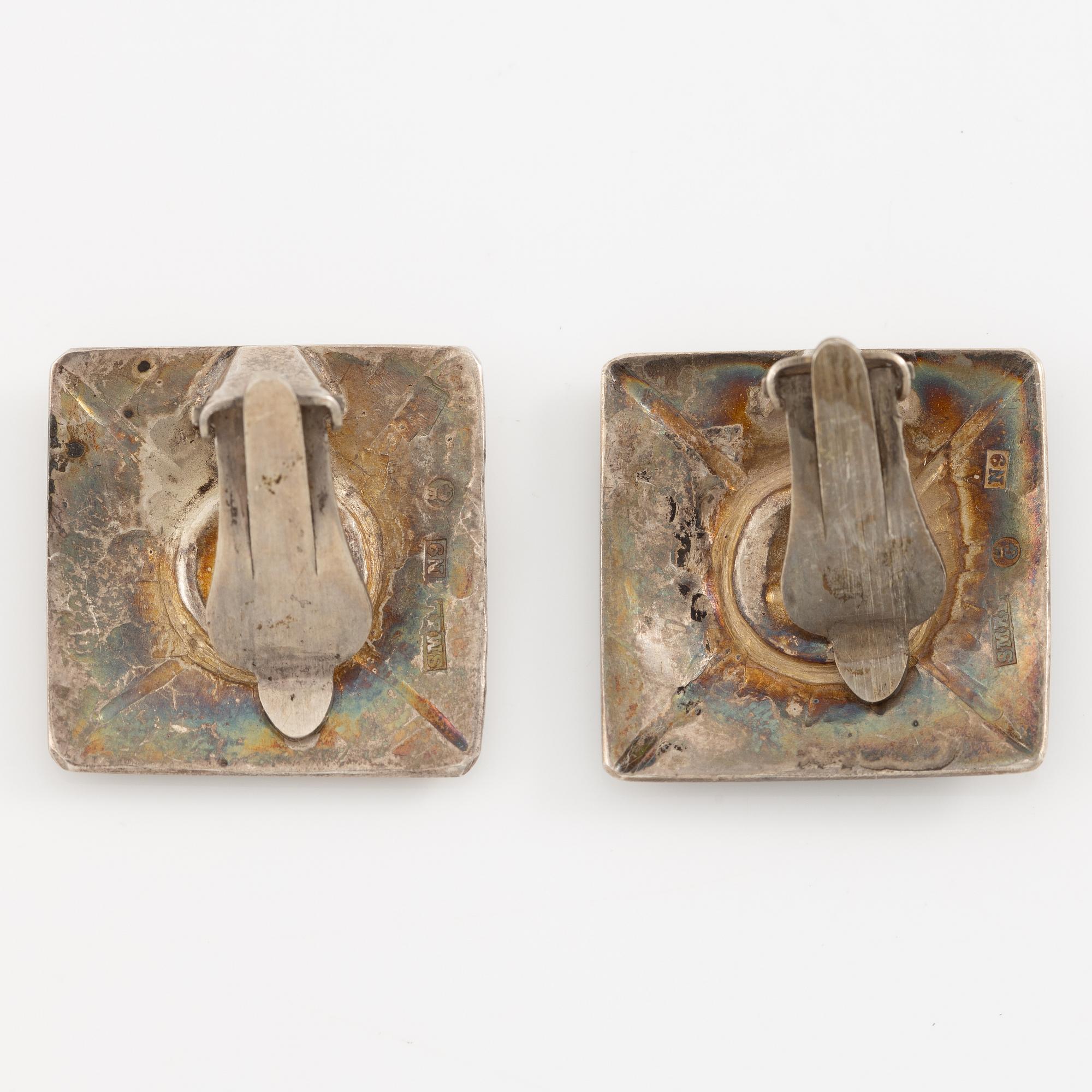 Lars Arby, four pairs of earrings, silver, Gothenburg including 1963 and 1969.