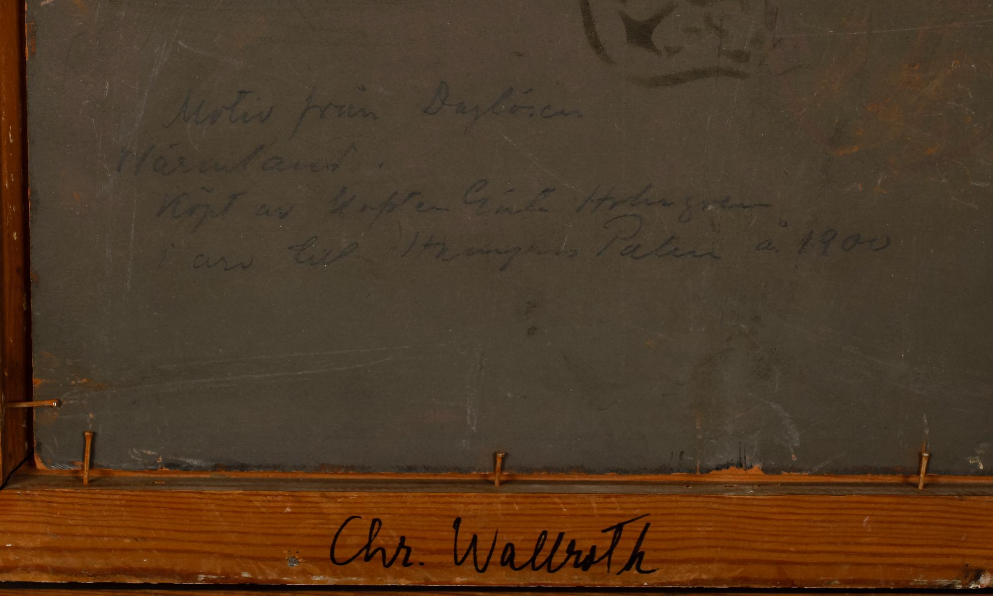 CHRISTOFFER WALLROTH, olja på pannå, sign och dat 96.