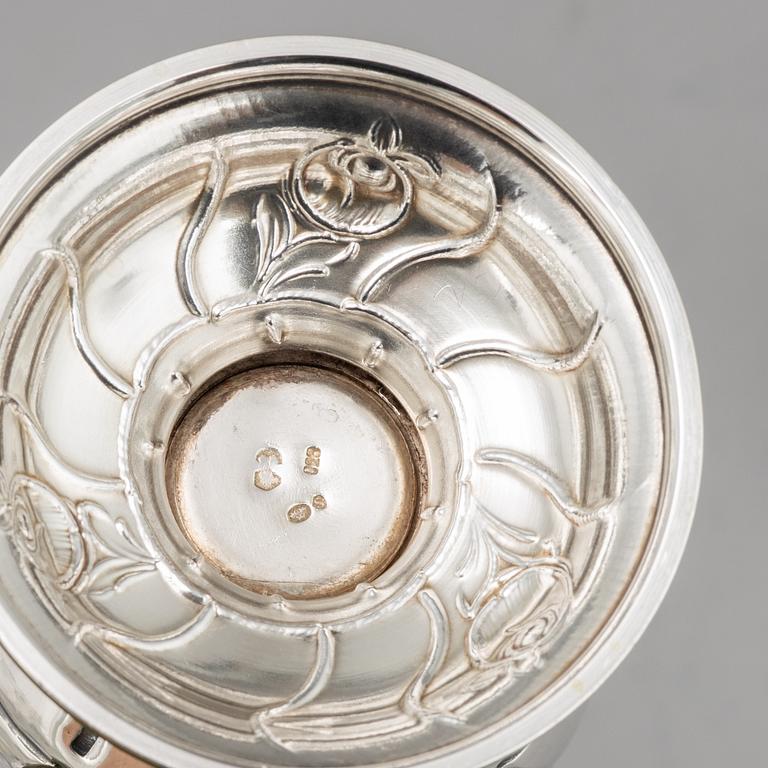 2+2+1 rococo style silver sugar shakers, Swedish import mark.