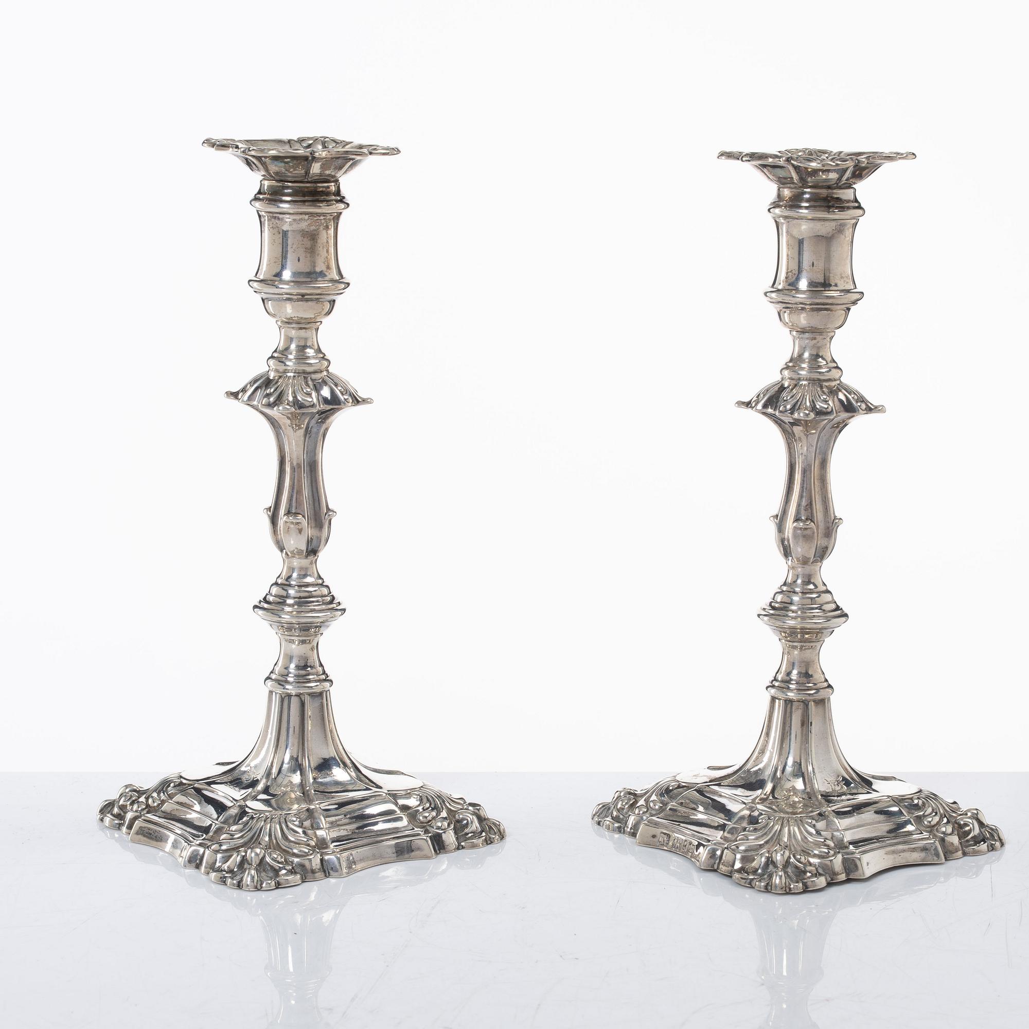 Candelsticks, a pair, silver, Sheffield 1833-34, mark of possibly Henry Wilkinson & Co.