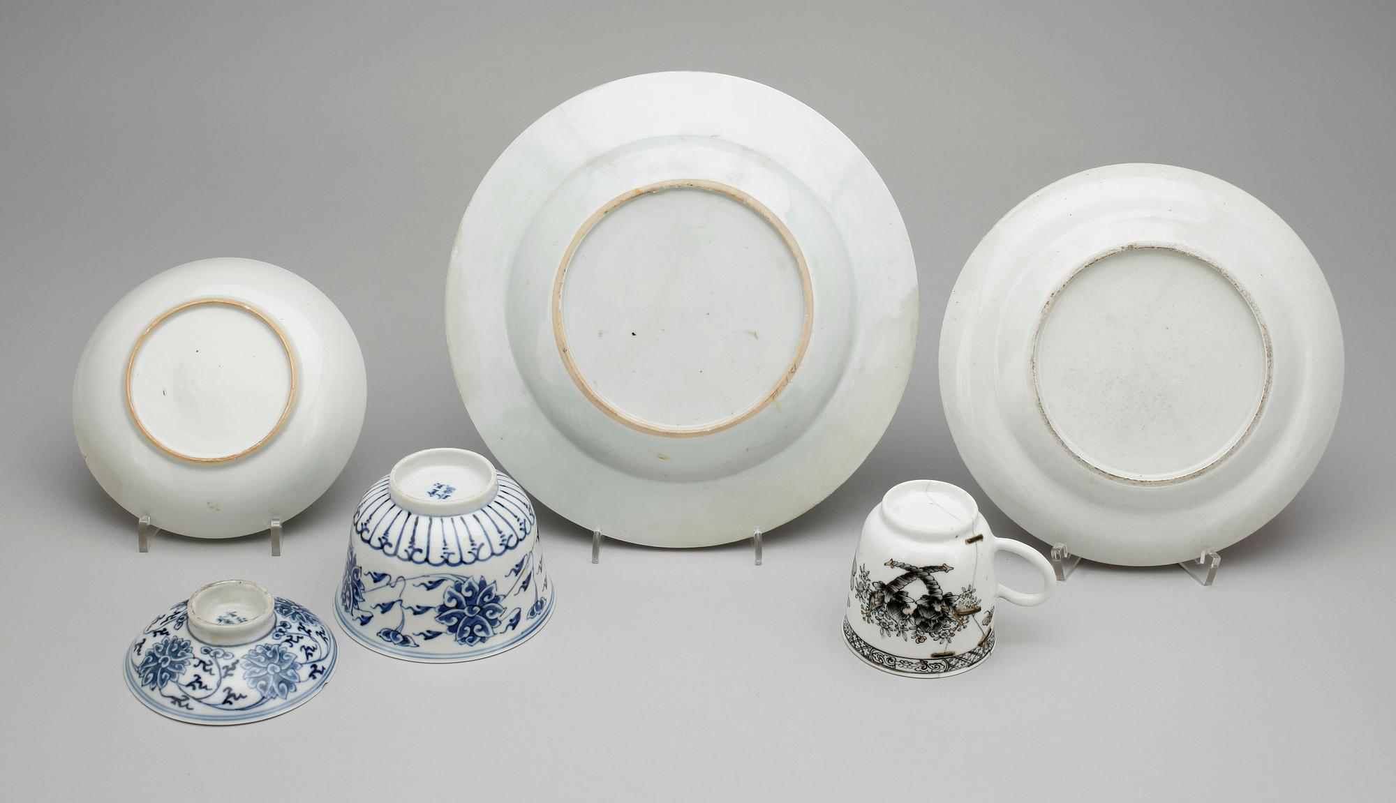PARTI PORSLIN, 5 delar, Kina, bla 1700-tal.