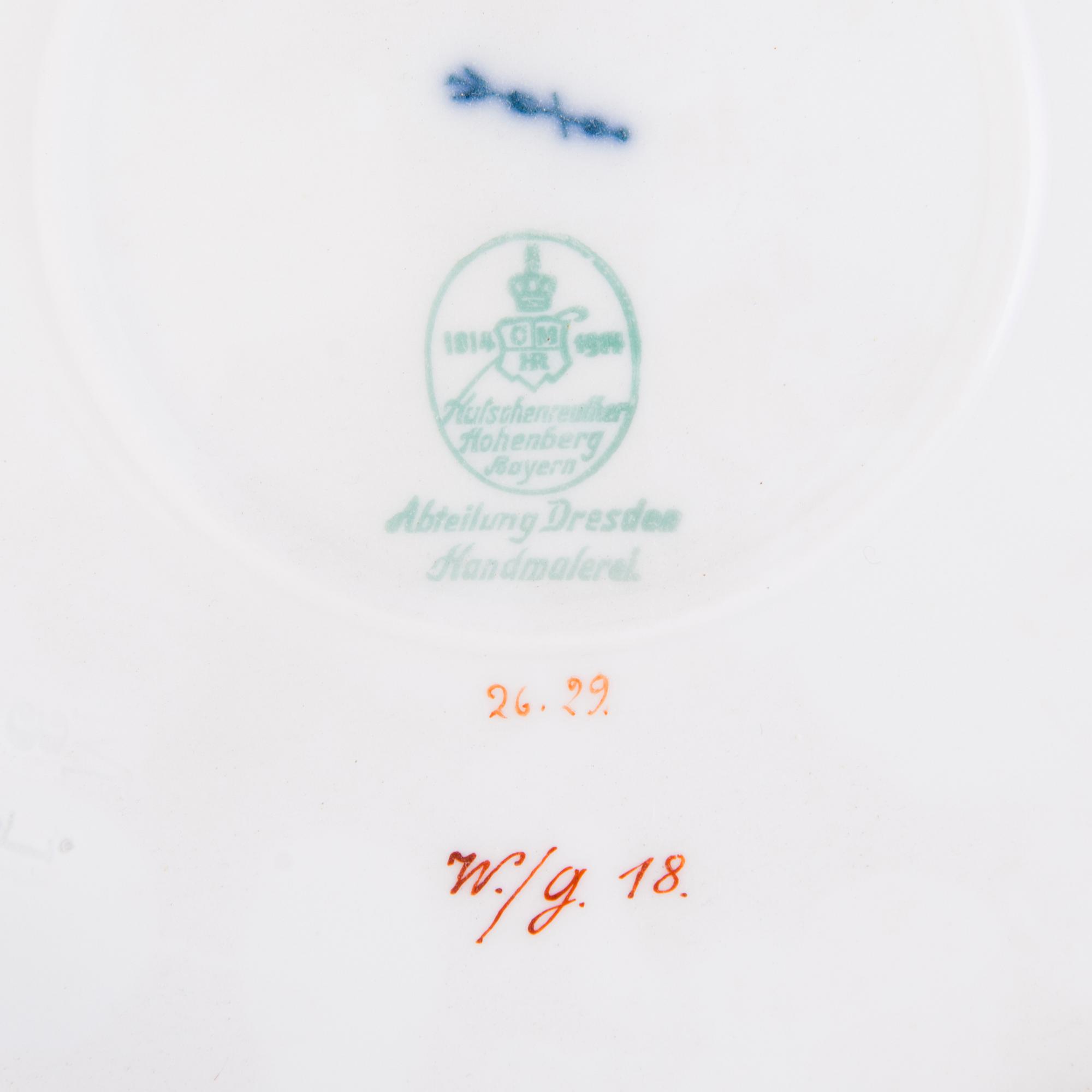 FIVE DECORATIVE PLATES, porcelain, Central Europe, late 19th century and early 20th century.