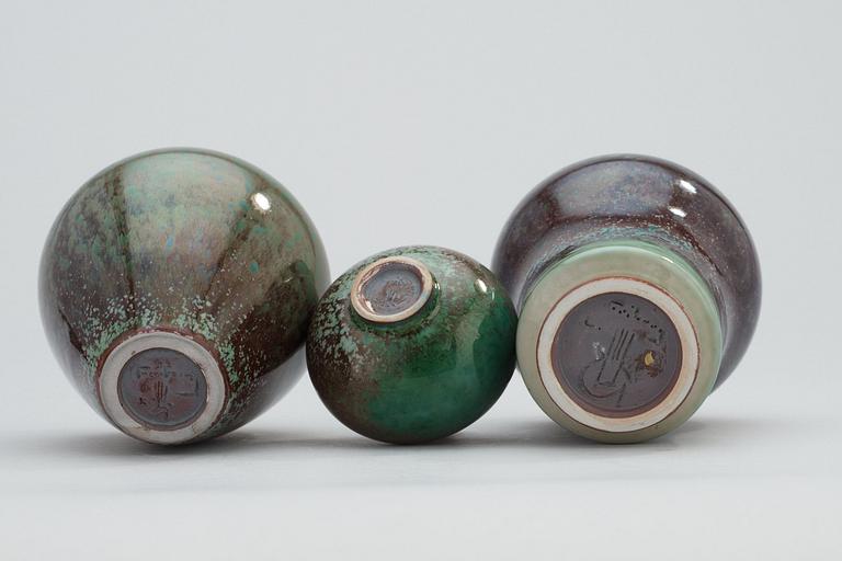 Three Berndt Friberg stoneware vases, Gustavsberg Studio 1969-70.
