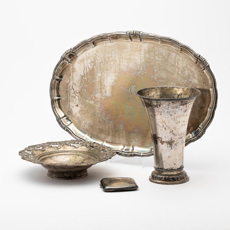 Various silver, 4 pieces, 20th century.