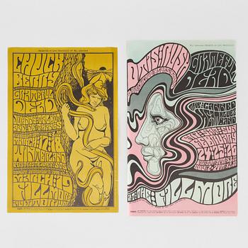 Wes Wilson, concert posters, a pair, West Coast Lithograph, 1967.