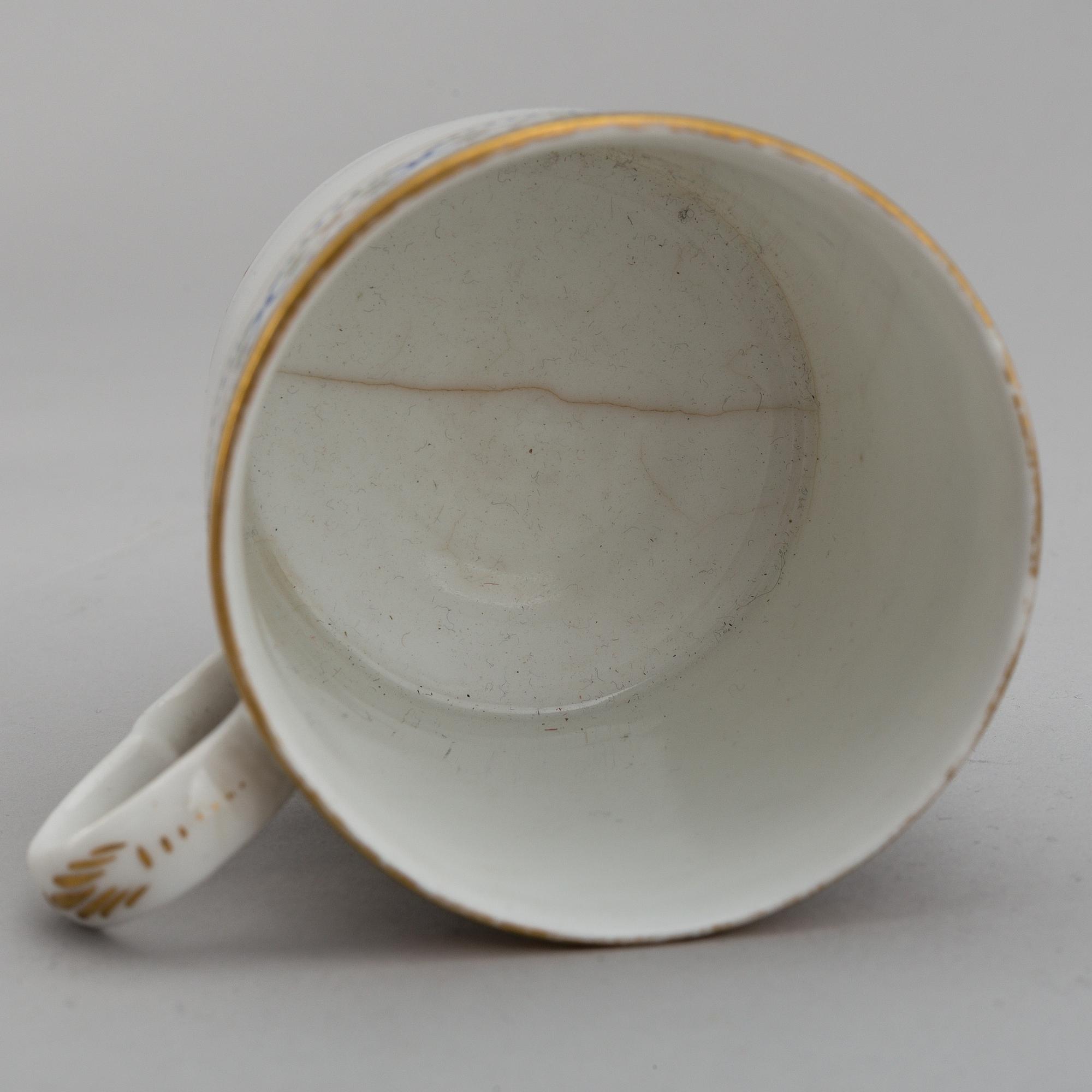 A tete a tete service, Empire, 19th Century. (5 pieces).