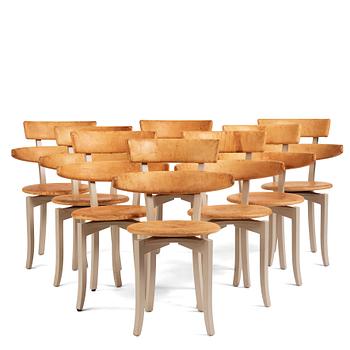Åke Axelsson, a set of eight chairs, model "Gustav 5", Galleri Stolen, Sweden, post 1994.