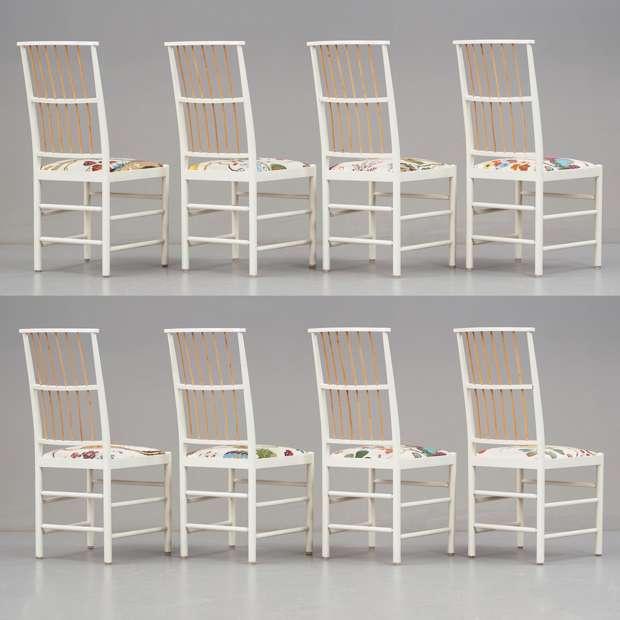 Josef Frank, a set of eight dining chairs, Svenskt Tenn, Sweden, model 2025.