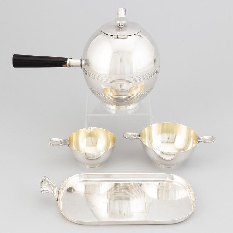 Sylvia Stave for C.G.Hallberg. A silver plate four-piece coffee set. 1930's.