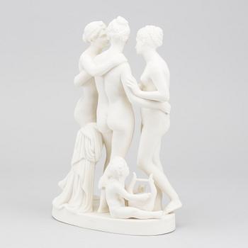 FIGURGRUPP "Gracerna och Amor" Gustavsberg parian 1900-talets första hälft.