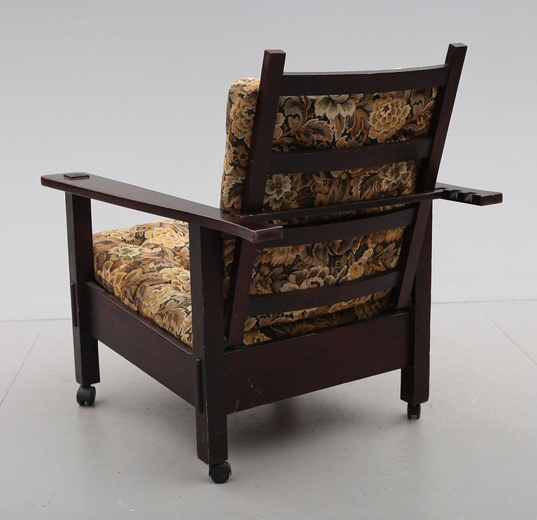 KARMSTOL, Arts & Crafts, möjligen Gustav Stickley Morris Chair 346, tidigt 1900-tal.