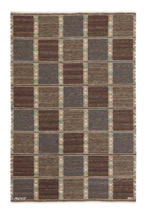 RUG. "Falurutan mörk". Flat weave. 208,5 x 135,5 cm. Signed AB MMF BN.