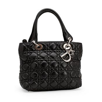 733. CHRISTIAN DIOR, a black leather "Lady Dior" bag.