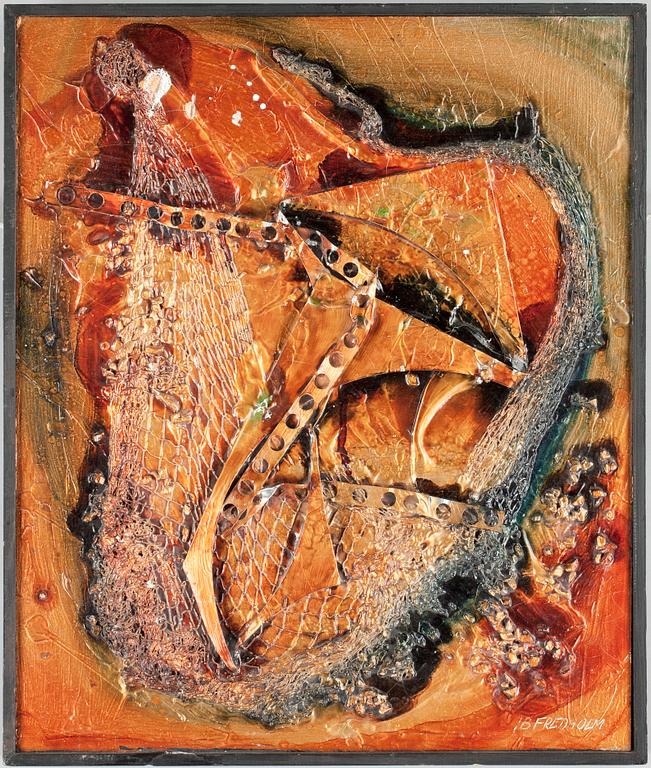 OKÄND KONSTNÄR, blandteknik, bär sign I B Fredholm.