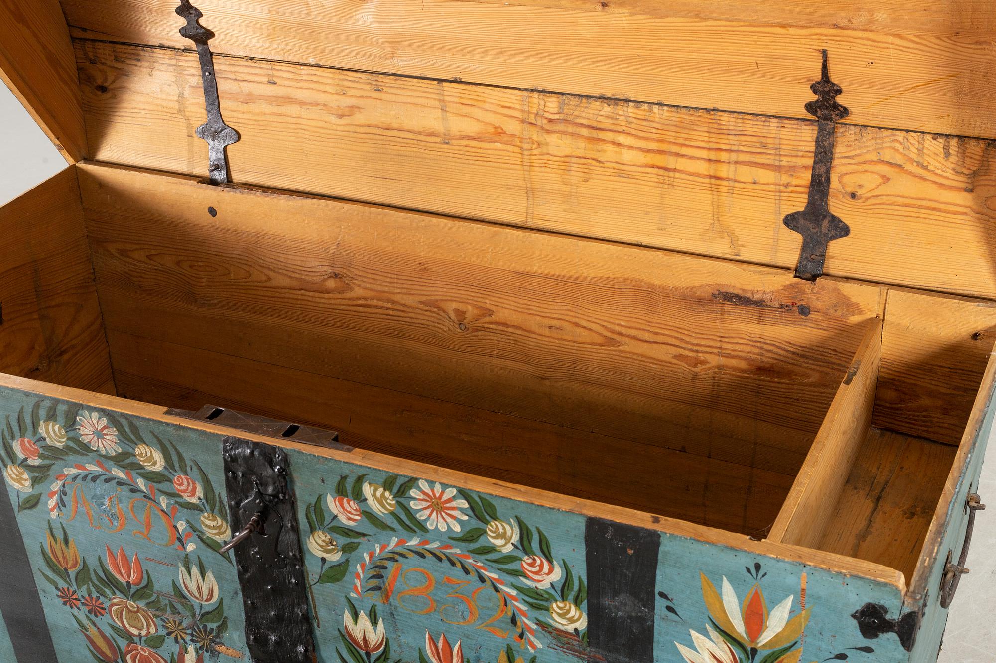 A SWEDISH 19TH CENTURY CHEST, dated 1832.