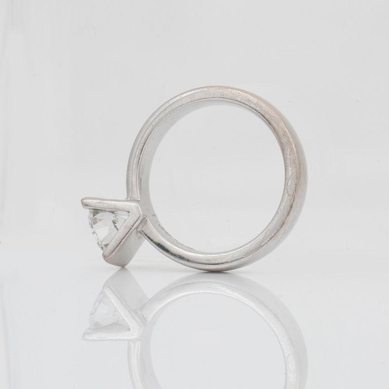 A brilliant-cut diamond ring, 1.36 cts and quality F-G/VS according to engraving.