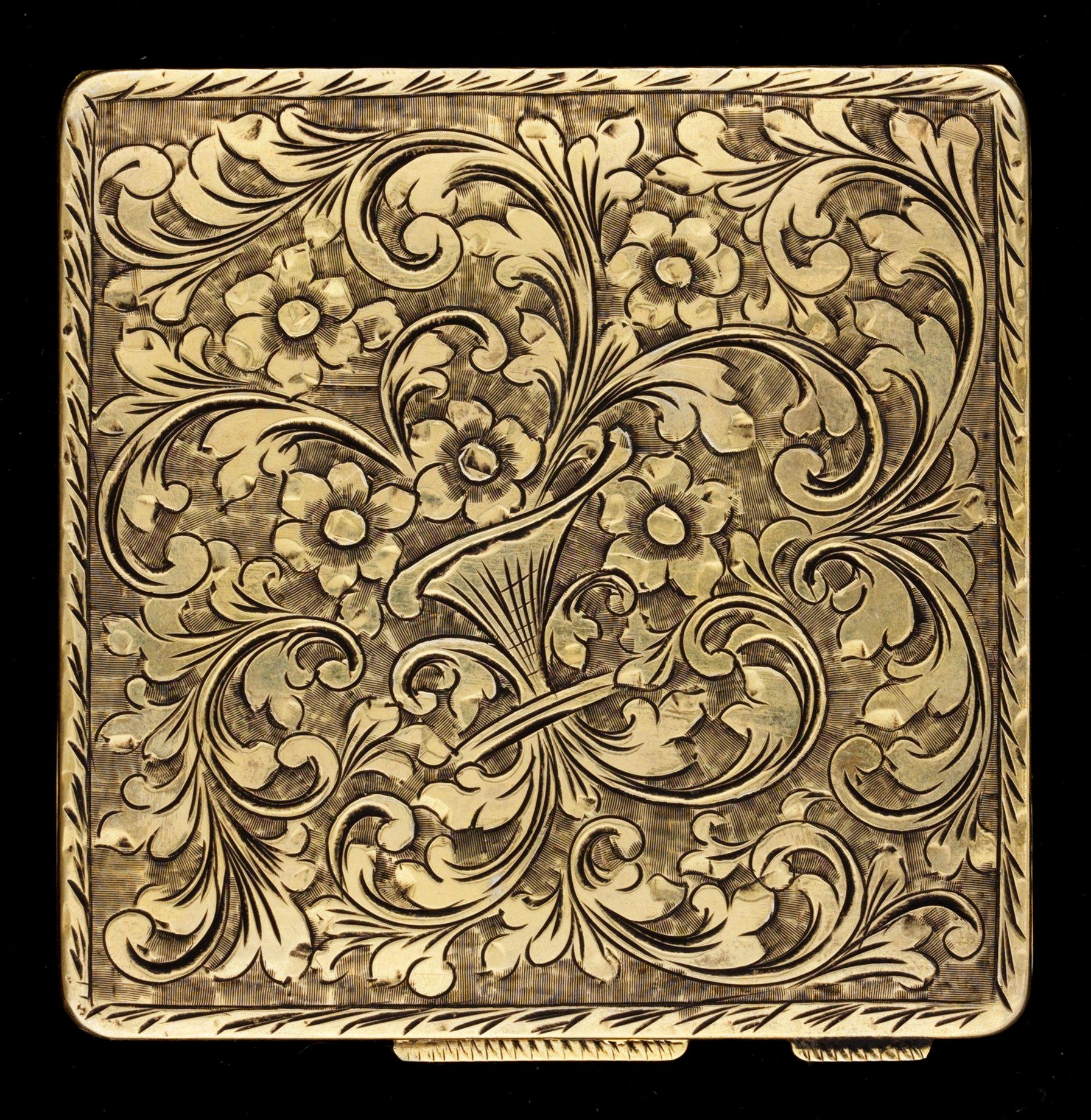 FICKSPEGEL, mässing och emalj. Möjligen Frankrike 1900-tal.